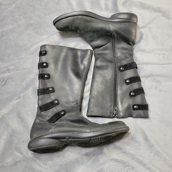 Merrell Captiva Waterproof Leather Boots Women Size 7 Black Mid Calf Comfort Zip - Picture 1 of 9
